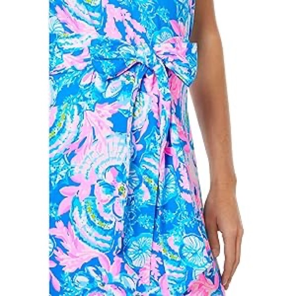 New Lilly Pulitzer Madsen Midi Dress Blue Tang Sitting Seaside SMALL - Picture 3 of 3